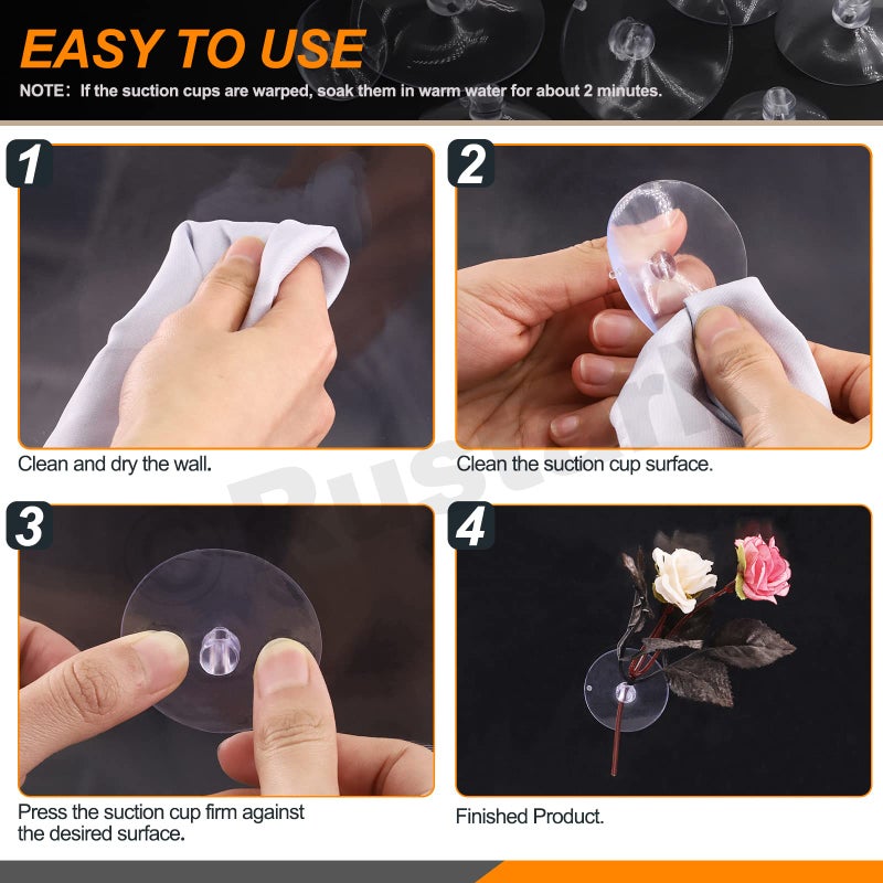 روستارك مجموعة أكواب شفط مطاطية شفافة من Rustark، 80 قطعة، 5 أحجام، وسادات شفط شفافة مضادة للصدمات مع فتحة، بأحجام 25 مم، 30 مم، 35 مم، 40 مم، 45 مم، أكواب شفط صغيرة بديلة لتزيين المنزل والحمام والمطبخ - Image 5